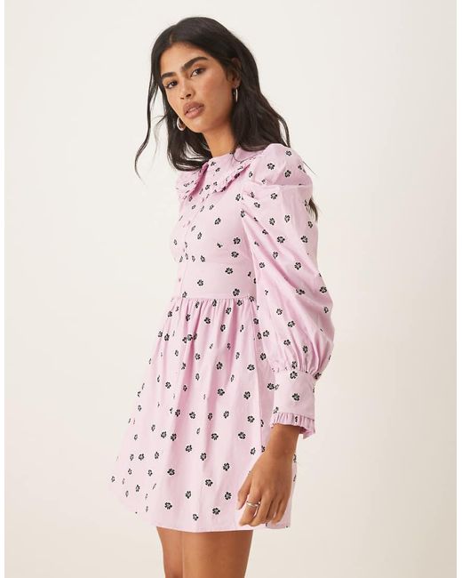 Glamorous Pink Collared Button Front Mini Dress