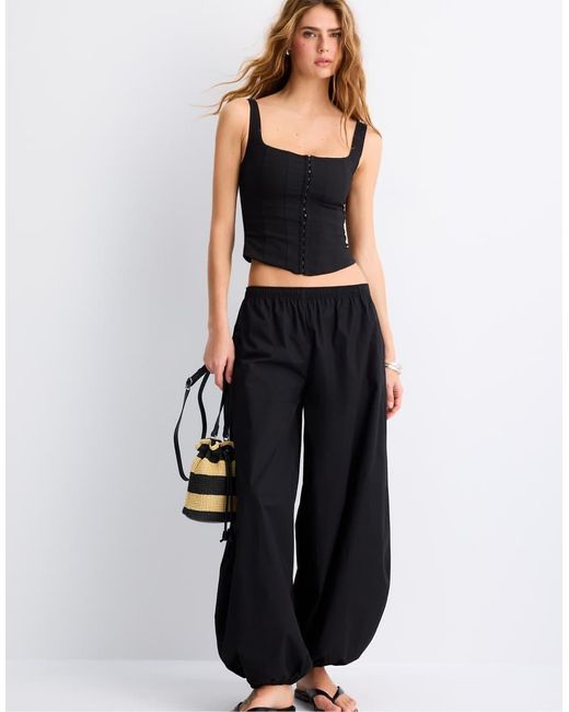Stradivarius Black Corset Top With Straps
