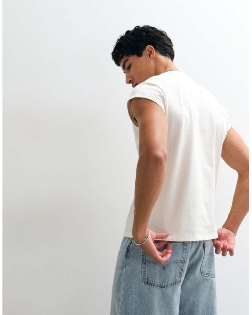ASOS White Heavyweight Regular Fit T-shirt With Cap Sleeve for men