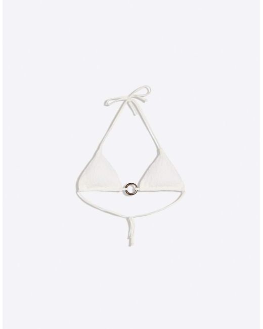 Bershka Blue Lace Triangle Bikini Top