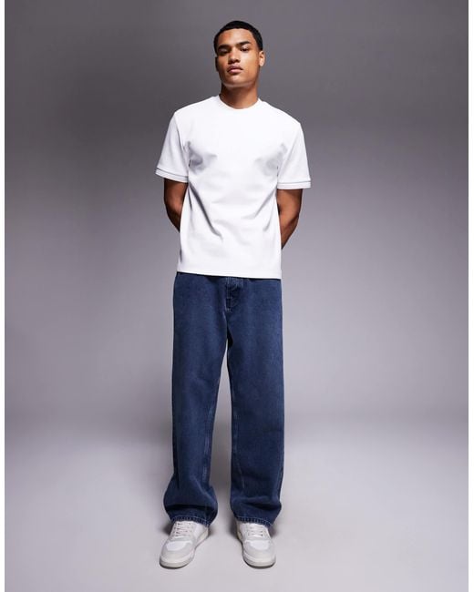 River Island White Slim Fit Scuba T-shirt for men