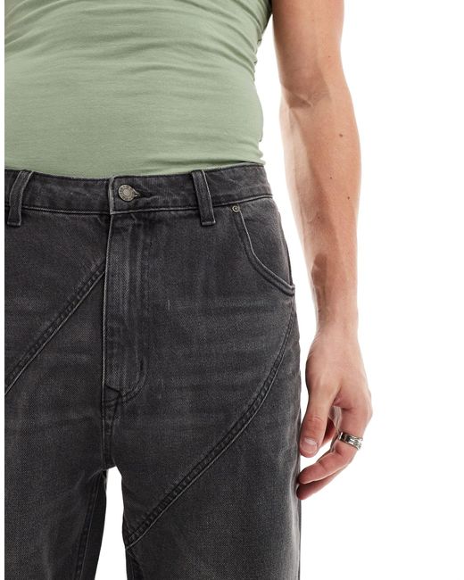 Jeans dad fit slavato con pannelli di ASOS in Black da Uomo