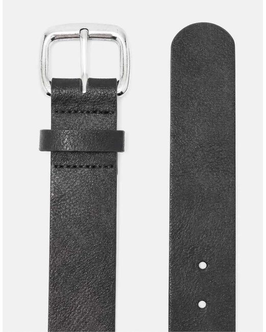 Pull&Bear Black Square Buckle Belt