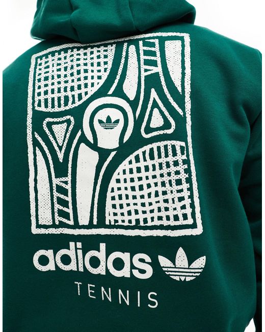 Sudadera verde con capucha y estampado gráfico en la espalda tennis Adidas Originals de hombre de color Green