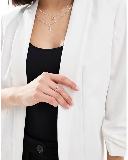 Pieces White Ruched Sleeve Blazer