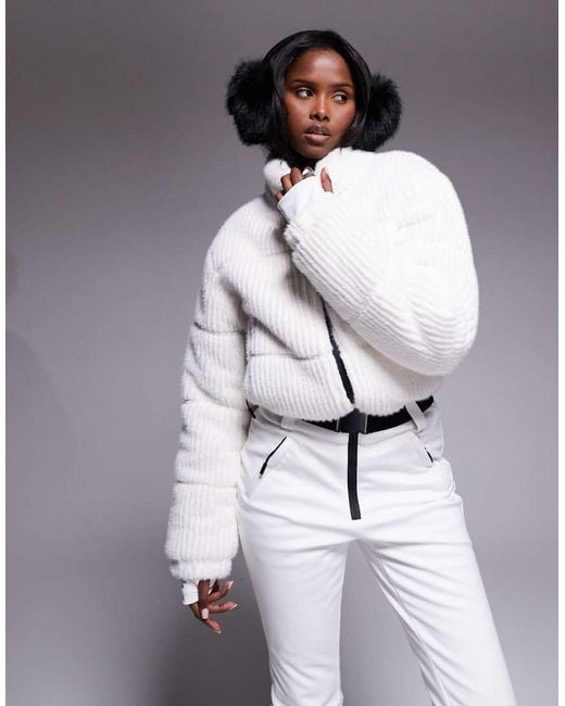 ASOS 4505 Ski & Snow Blue Asos 4505 Ski Soft Shell And Faux-fur Belted Slim Kick Ski Suit