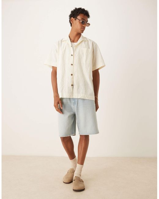 Chemise texturée à motif - crème SELECTED pour homme en coloris White
