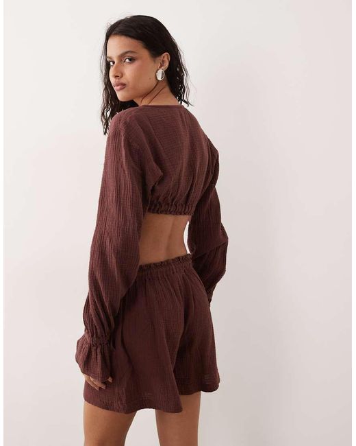 ASOS Brown Off Shoulder Top Co-ord