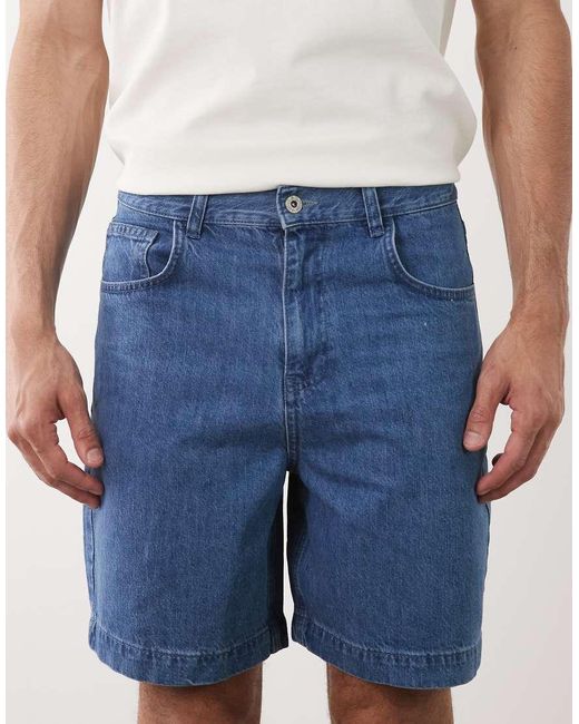 ASOS White Mid Length Denim Jorts for men