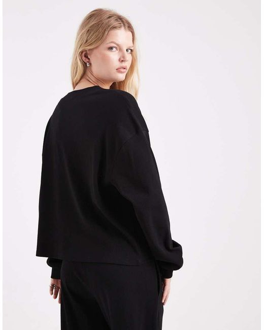 ASOS Black V Neck Oversized Ribbed Sweat Co Ord