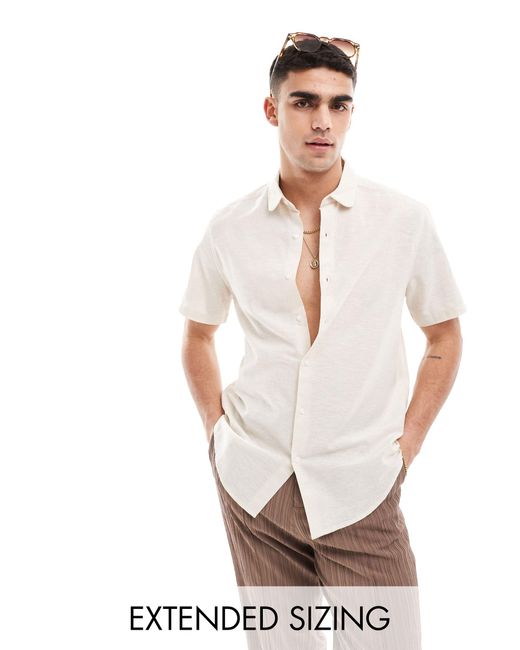 Chemise habillée en lin à petit col - écru ASOS pour homme en coloris White