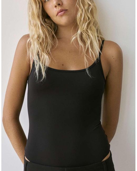 Pull&Bear Blue Polyamide Bodysuit With Thin Straps