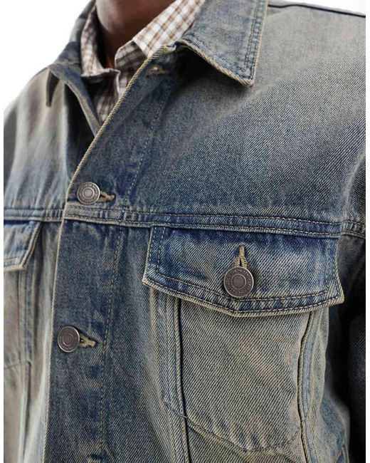 Chaqueta Azul Estilo Camionero Extragrande Con Lavado Tormenta De Arena De Cotton On Cotton On de hombre de color Blue