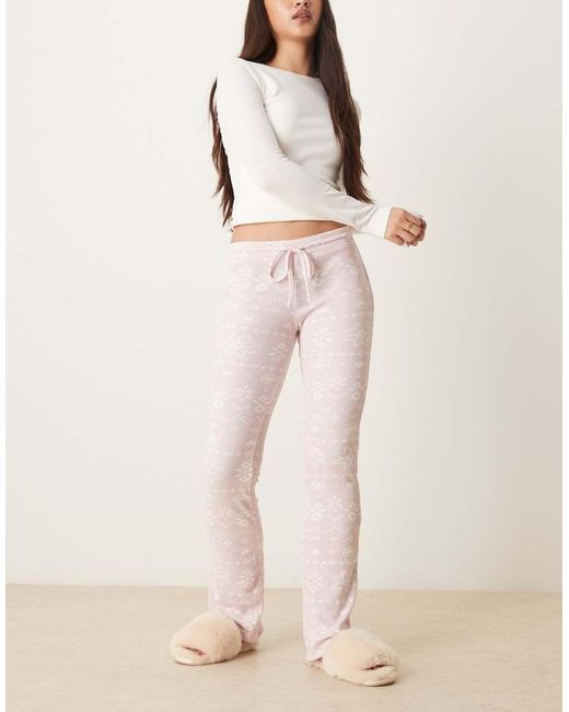 Hollister Natural Gilly Hicks Mid Rise Flare Cosy Waffle Trousers