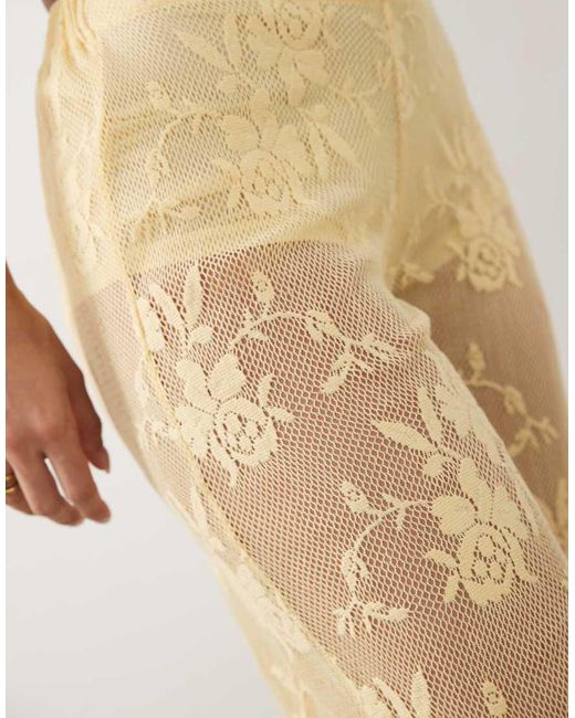 ASOS Natural Crochet Floral Lace Flare Pants