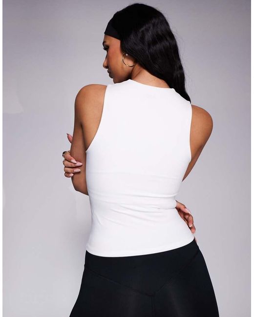 4505 White Icon High Neck Tank With Inner Bra