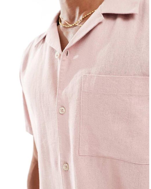 New Look Pink Revere Linen-blend Shirt for men