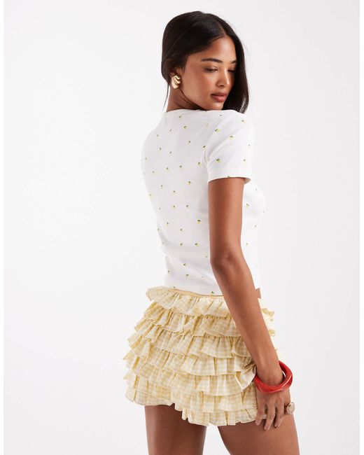 ONLY White Ribbed Cropped Top