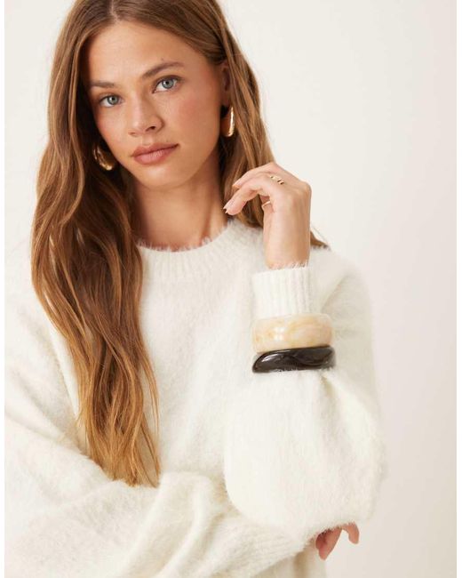 Glamorous Natural Oversized Crew Neck Jumper