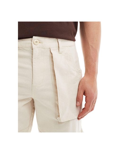 Pantalon cargo baggy en tissu ripstop avec passant style charpentier - écru ASOS pour homme en coloris Natural