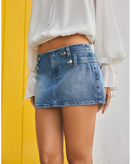Bershka Yellow Denim Mini Skirt