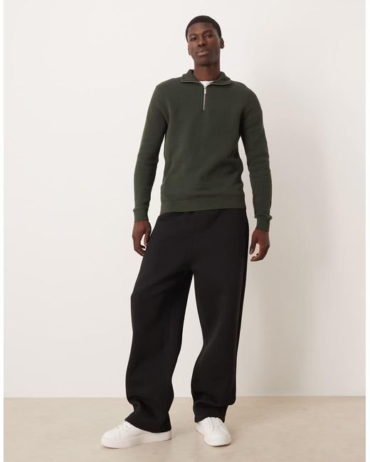 SELECTED Gray 100% Cotton Knitted Half Zip for men