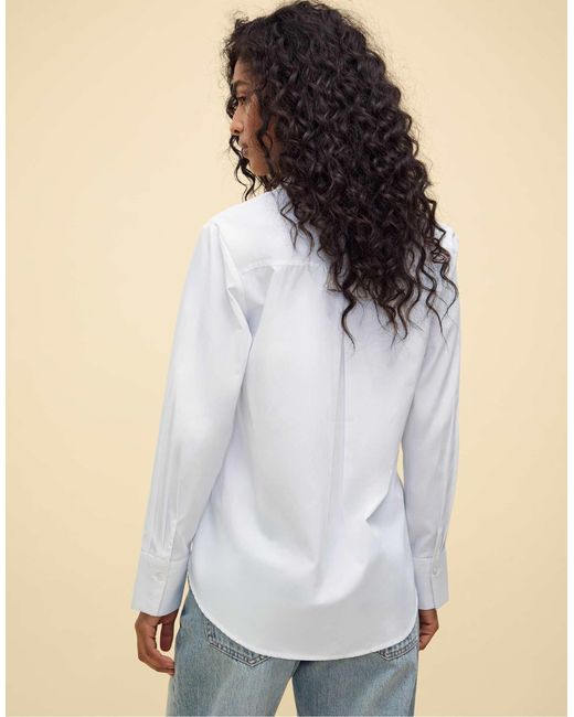 Stradivarius Blue – basic-hemdbluse aus em popeline mit tasche