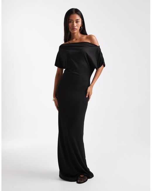 Miss Selfridge Black Off The Shoulder Maxi Dress