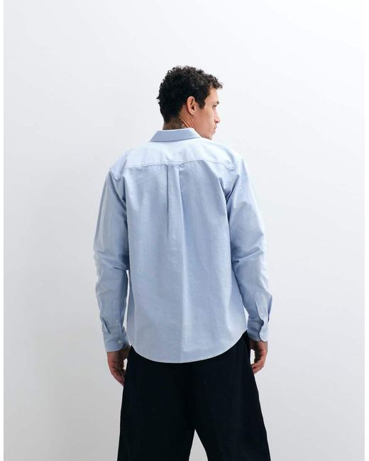 Carhartt Blue Long Sleeve Logo Oxford Shirt for men