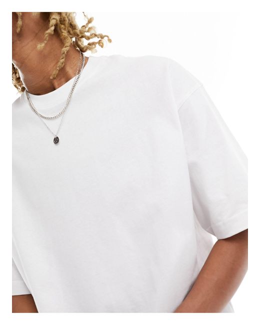 T-shirt basic oversize bianca di Bershka in White da Uomo