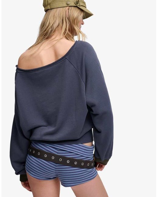 Bench x Superdry & Co Blue Bardot Oversized Sweatshirt