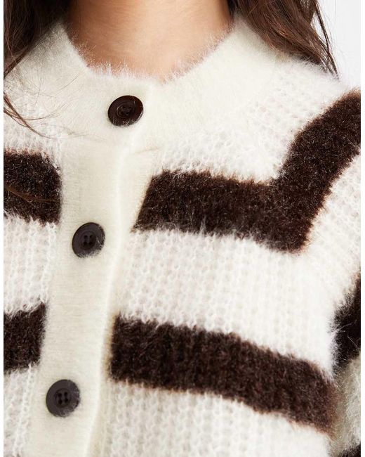 Miss Selfridge Brown Chunky Fluffy Knitted Cardigan