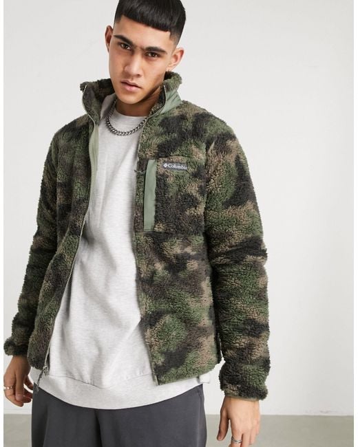 Columbia Green Winter Pass Camo Full-zip Fleece for men