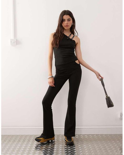 Lioness Natural Rebel Low Rise Cut Out Buckle Strap Detail Pants