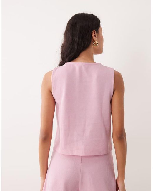 Miss Selfridge Pink Tie Front Button Through Sleeveless Top Co-ord