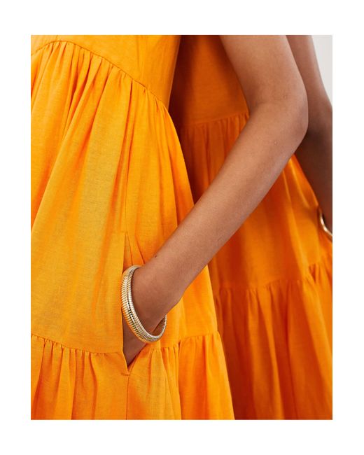 ASOS Orange Super Full Scoop Neck Tiered Maxi Dress
