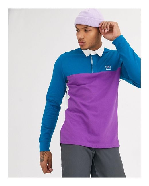 Vans Hi point Colorblock Rugby Long sleeved Polo in Black for Men