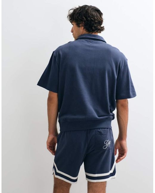 Gap Blue Vintage Sports Chest Logo Polo Sweat Co-Ord for men