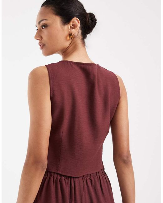 Vero Moda Brown Button Front Sleeveless Top