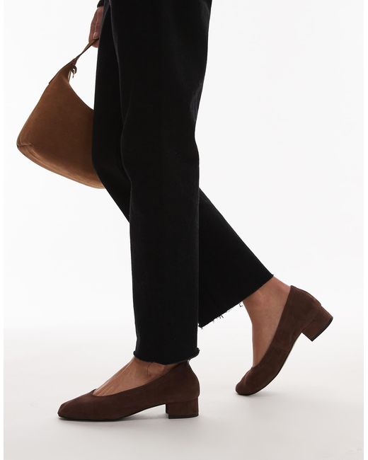 Mango Black Suede Heeled Ballet Shoe