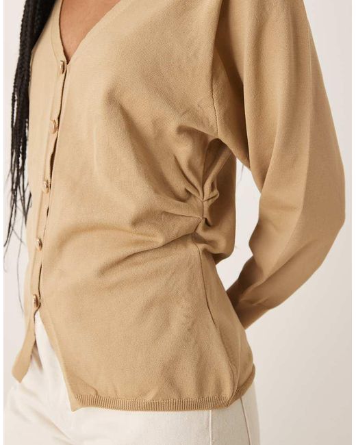 ASOS Natural Blouson Sleeve Structured Cardigan
