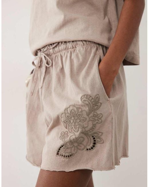 Miss Selfridge Natural Embroidered Short Co-ord