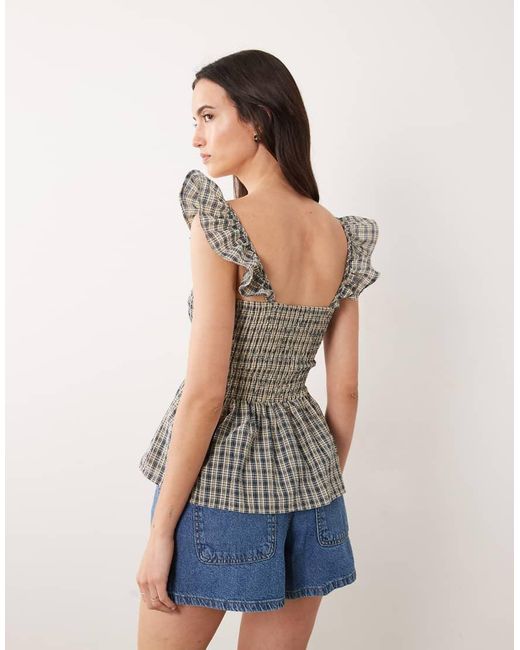 Jdy Brown Peplum Smock Top