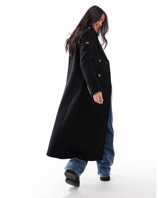 Superdry Blue Double Breasted Wool Coat