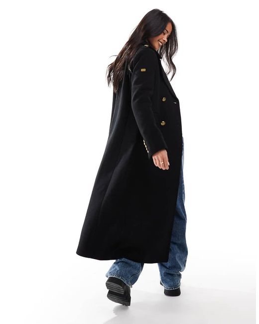 Superdry Blue Double Breasted Wool Coat