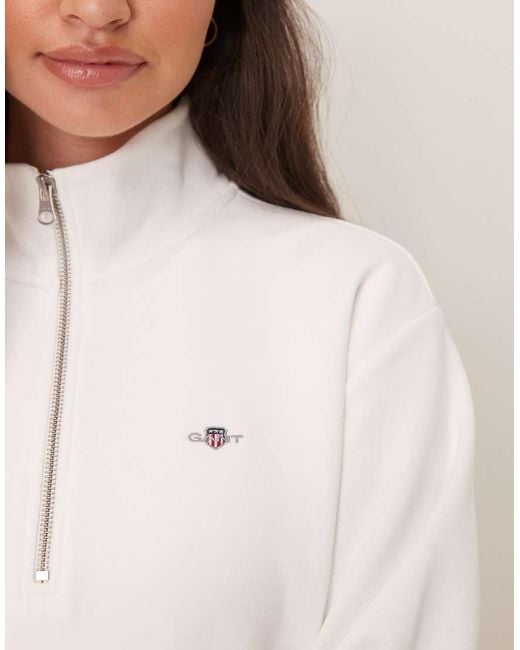 Gant Sweatshirt Met Schildlogo En Halve Rits in het White