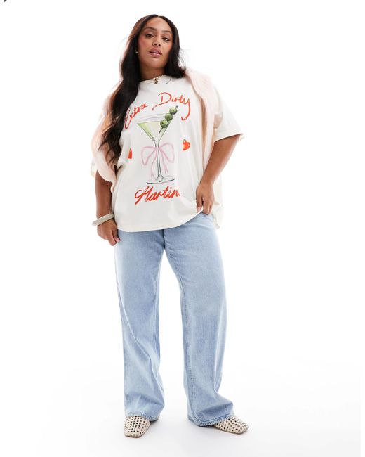 ASOS White Asos design curve – oversize-t-shirt mit "dirty martini"-grafikprint