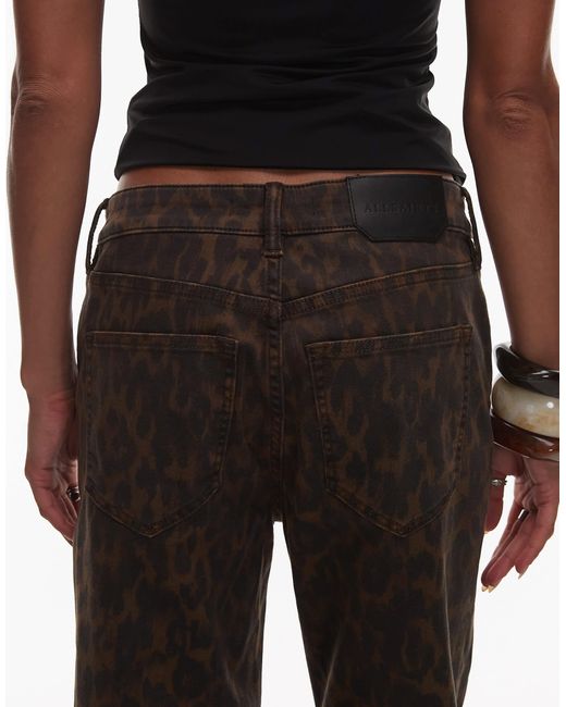 AllSaints Black Haldan Leopard Slim Bootcut Jeans