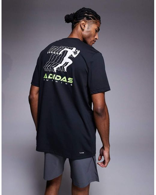 Adidas Originals Blue Adidas Running T-Shirt With Retro Back Print for men