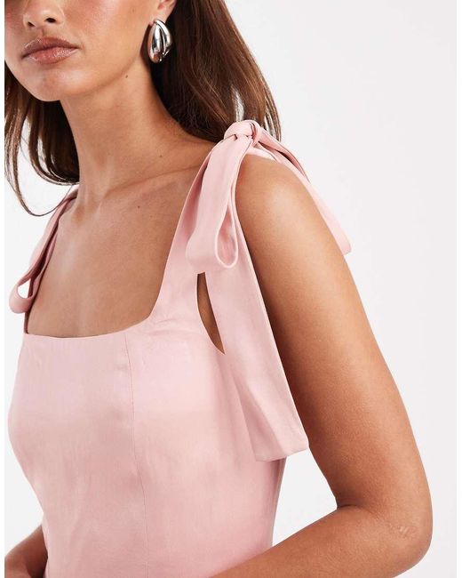 Maids To Measure Pink Bridesmaid Tie Shoulder Maxi Dress
